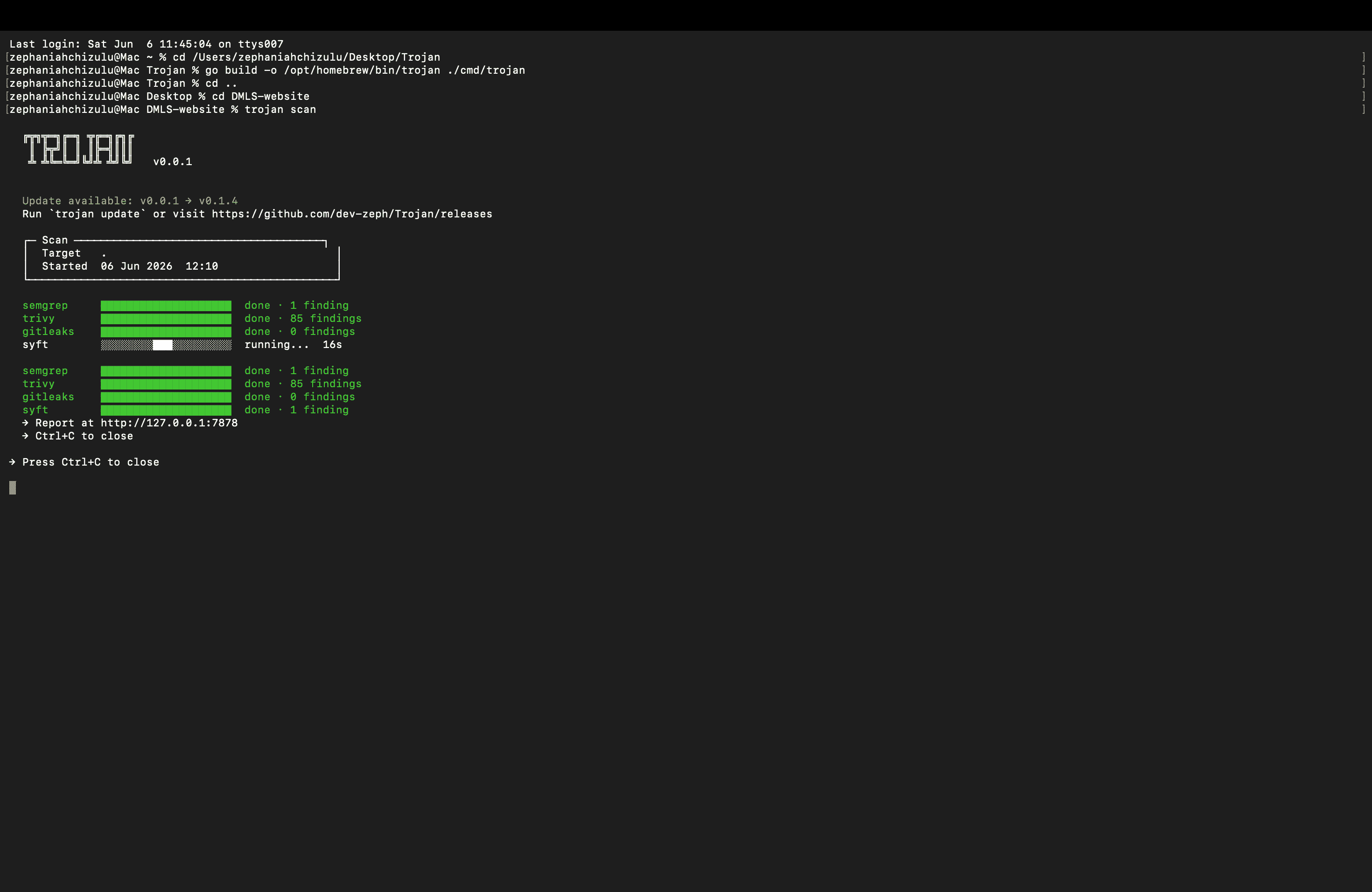 Trojan scan – static analysis results
